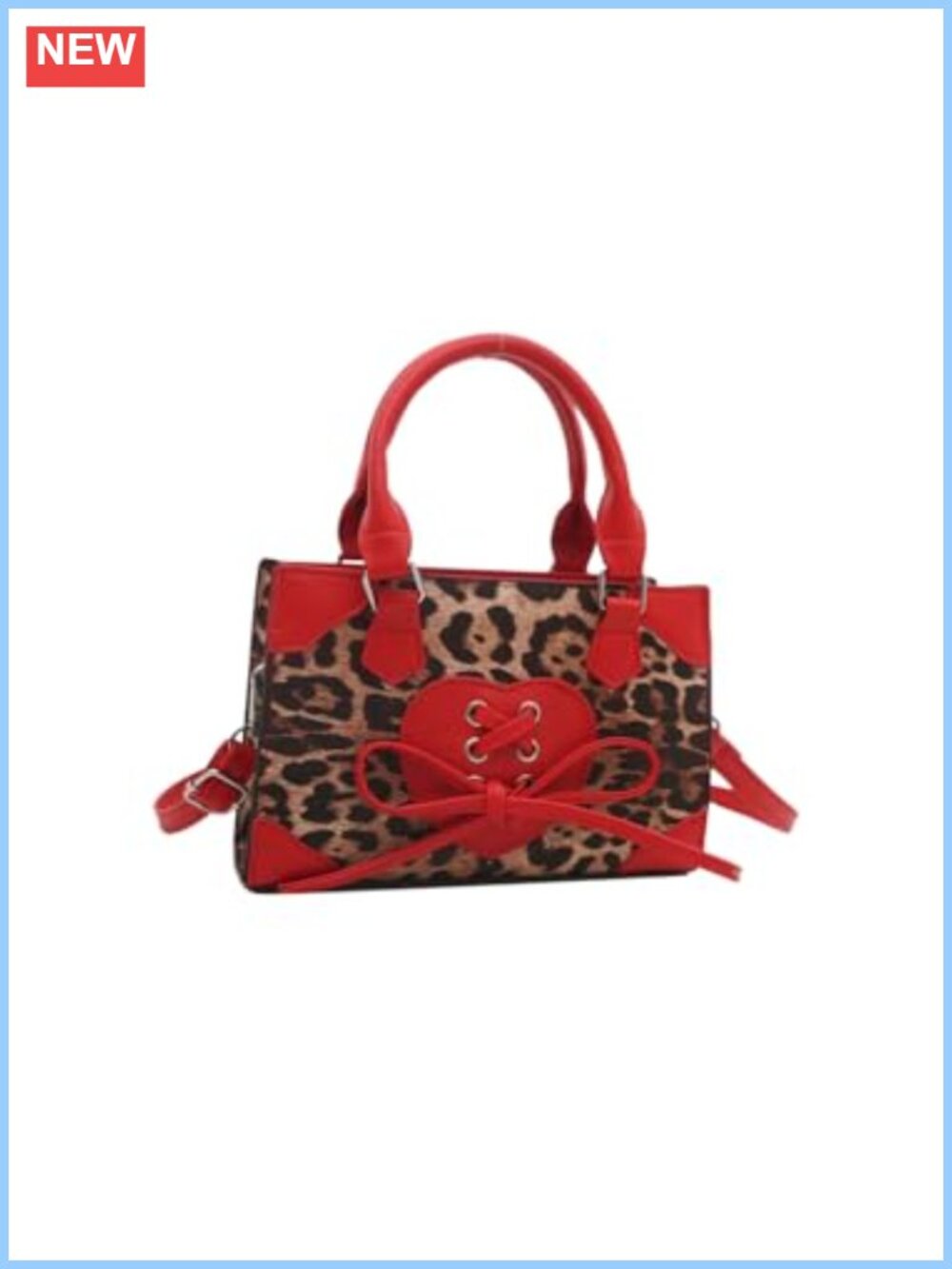 Leopard Print Top Handle Satchel Clutch Purse Bowknot Crossbody Bag